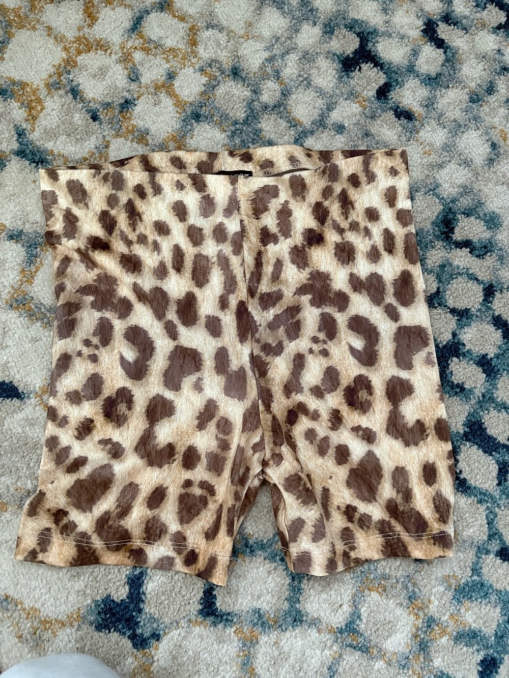 Zara Leopard Print Biker Shorts - Cream & Brown